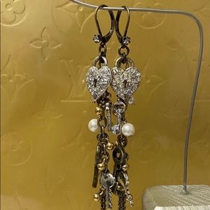 Betsy Johnson Earrings Lock & Key Chandelier